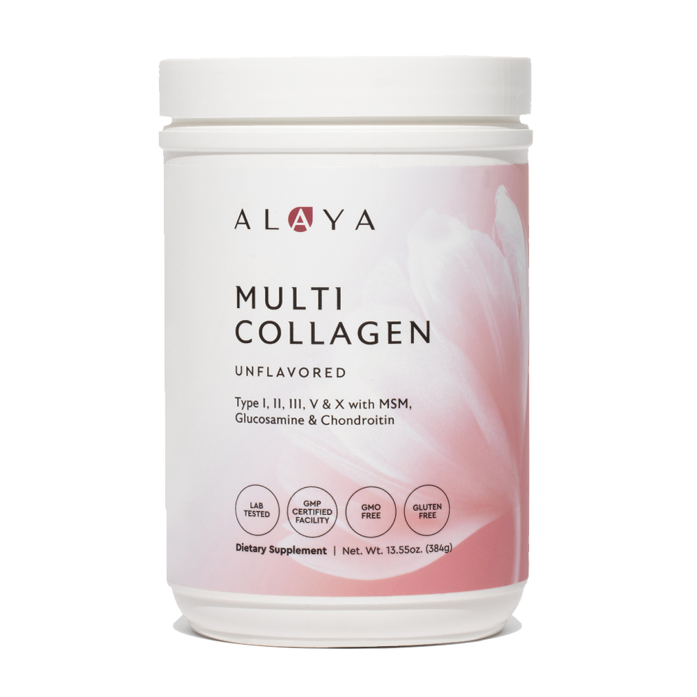 Alaya Multi Collagen Powder supplement bottle on a white background #hide