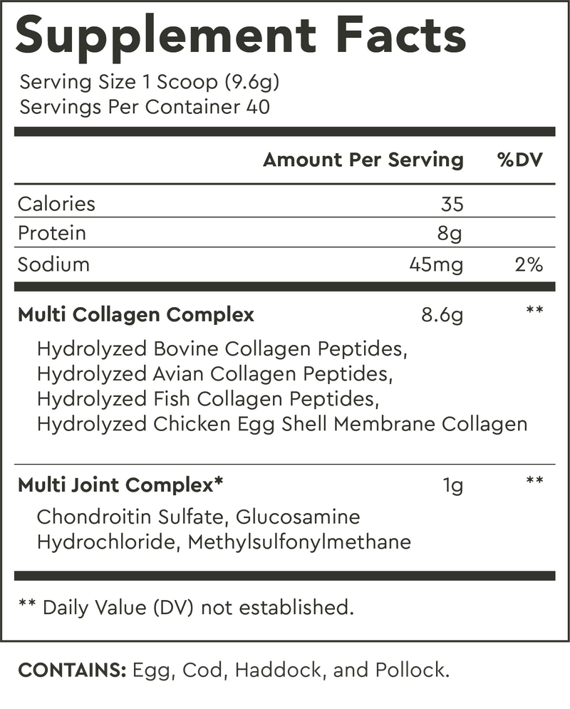 Supplement Facts for Unflavored / Large